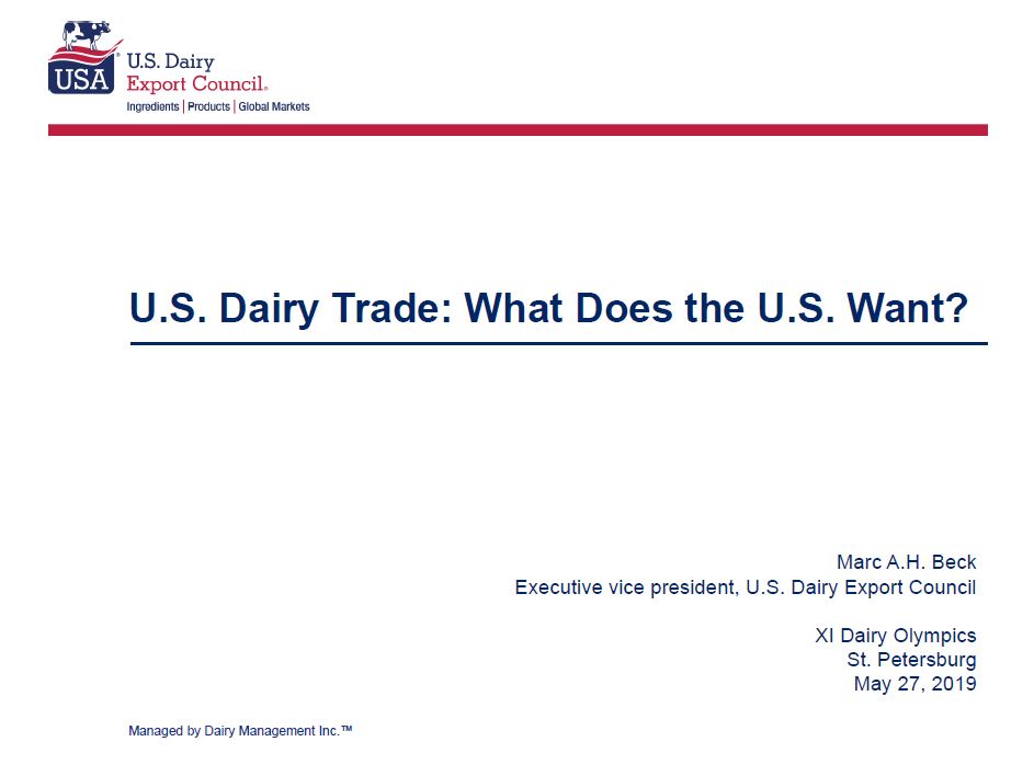 Презентация Марка Бэка Молочная торговля Что хочет США